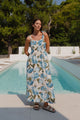 Nimbus Blue Vintage Floral Tie Strap Maxi Dress