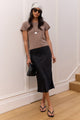 Rune Black Bias Silky Slip Midi Skirt