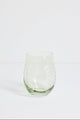 Olive Green Etched Leaf Stemless Wine Glass