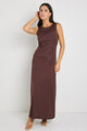 Olympic Chocolate Jersey Sleeveless Midi Dress