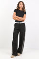 Ambient Black Contrast Waist Wide Leg Pants