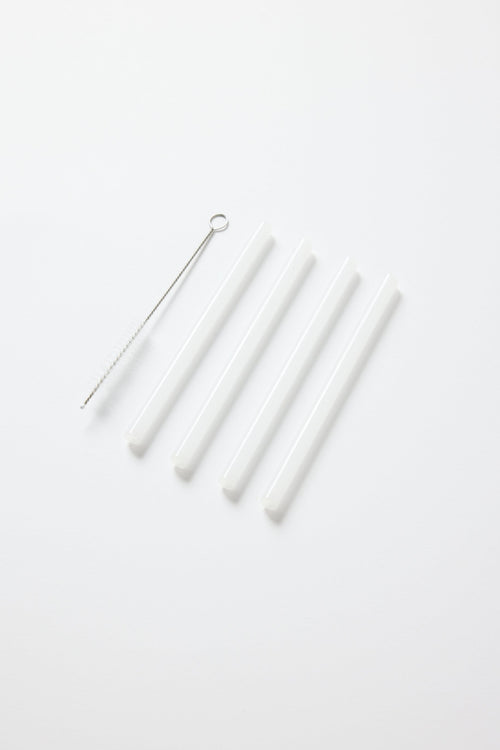 white glass straws