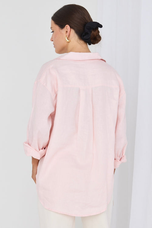 shop pink linen shirt