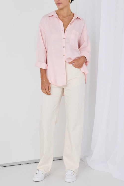 shop pink linen shirt