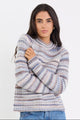 Orbit Blue Multi Funnel Neck Long Sleeve Space Dye Jumper