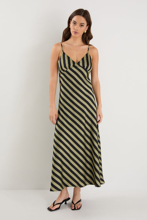 black and khaki dress Long Sleeve Fit-and-Flare Mini Dress with Tie Waist