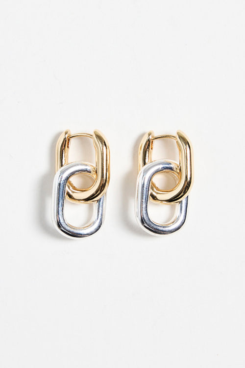 gold and silver earring 