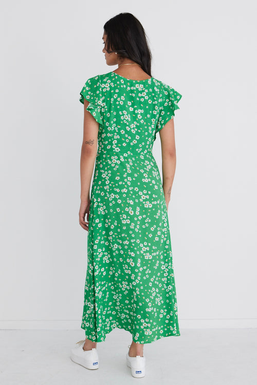 Ovation Green Floral Flutter SS Keyhole Tie Dress WW Dress Among the Brave   