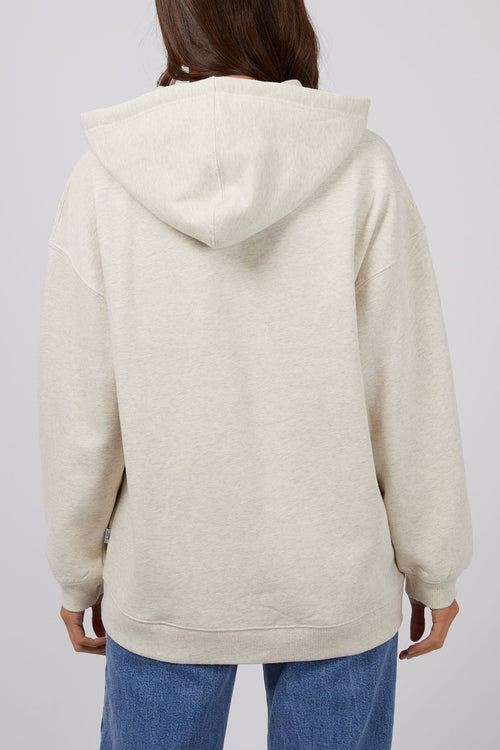 Model wears a white hood jumper