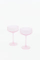 Pale Pink Ribbed Set 2 Coupe Cocktail Glasses