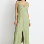 Panama Moss Sleeveless Button Front Midi Dress