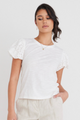 Peaceful White Broidery Anglaise Bubble Sleeve Tee