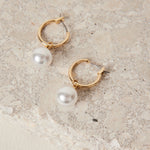 Pearl Sleeper Gold Earrings