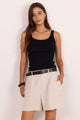 Literal Natural Linen Pleat Front Shorts
