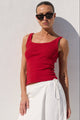 Pebble Red Rib Singlet Tank