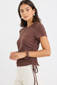 Perfect Chocolate Rib Rouched Side Crop Tee