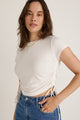 Perfect White Rib Rouched Side Crop Tee