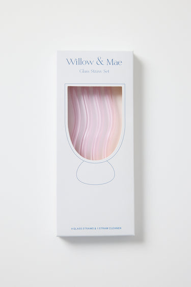 Pink Curvy Reuseable Pk 4 Glass Drinking Straws