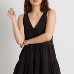 Pivot Black Cotton Sleeveless Tiered Mini Dress