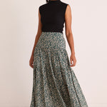 Playful Forest Ditsy Elastic Back Tiered Maxi Skirt