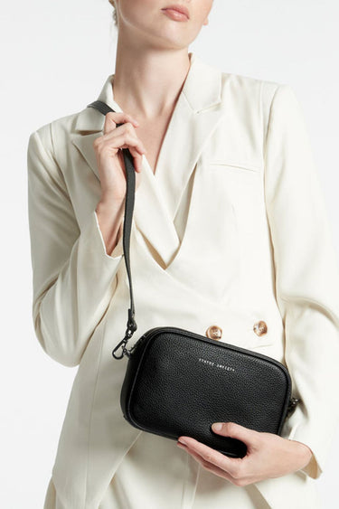 black leather bag