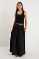 Tallow Black Poplin Rib Waist Maxi Skirt