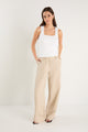 Shelter Oat Linen Viscose Flat Front Wide Pants