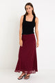 Emporium Burgundy Polka Dot Georgette Bias Cut Midi Skirt