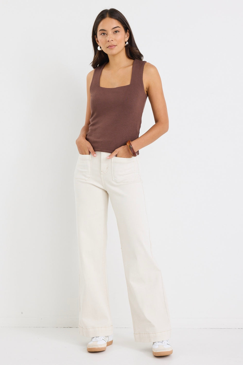 Shop Positive Chocolate Rib Square Neck Tank | Flo & Frankie