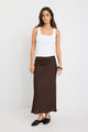 Bliss Dark Chocolate Linen Bias Midi Skirt
