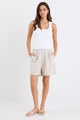 Literal Natural Linen Pleat Front Shorts