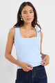 Positive Pale Blue Rib Square Neck Tank