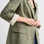 Dock Soft Khaki Ramie Rolled Sleeve Blazer