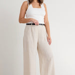 Island Natural Linen Pleat Front Wide Leg Pant