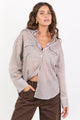 Preppy Chocolate Stripe Pocket Front Shirt