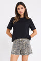 Project Leopard Print Front Pocket Denim Shorts