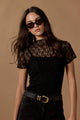 Providing Black Lace Short Sleeve Top
