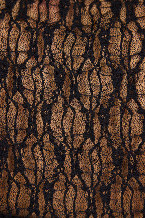 Close up of black lace fabric.