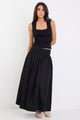 Tallow Black Poplin Rib Waist Maxi Skirt