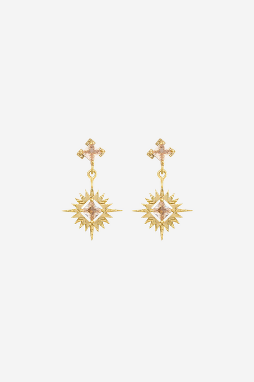 Star Burst Champagne Gold Earrings ACC Jewellery Lindi Kingi   