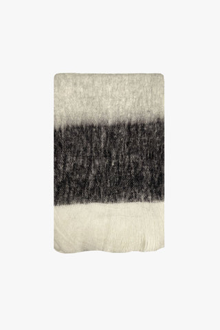 Bliss Stone Black Check Wool Mohair Blend Eyelash Fringe 130x170cm Throw HW Throws Kerridge   