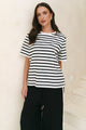 Binding Black White Stripe Boxy Fit Tee