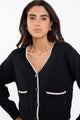 Rapport Black V Neck Contrast Edge Cardigan