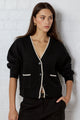 Rapport Black V Neck Contrast Edge Cardigan
