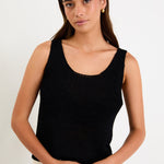 Model wearing Reef Black Relaxed Knit Tank Top