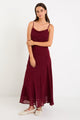 Reign Burgundy Polka Dot Georgette Strappy Maxi Dress