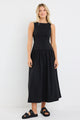 Results Black Cotton Structured Sleeveless Maxi Dress