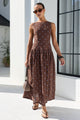 Results Mocha Blue Polka Dot Shirred Back Sleeveless Maxi Dress