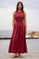 Results Wine Linen Structured Sleeveless Maxi Dress