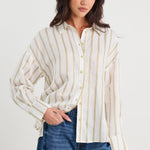 Reveal Khaki Stripe Tie Back Shirt
